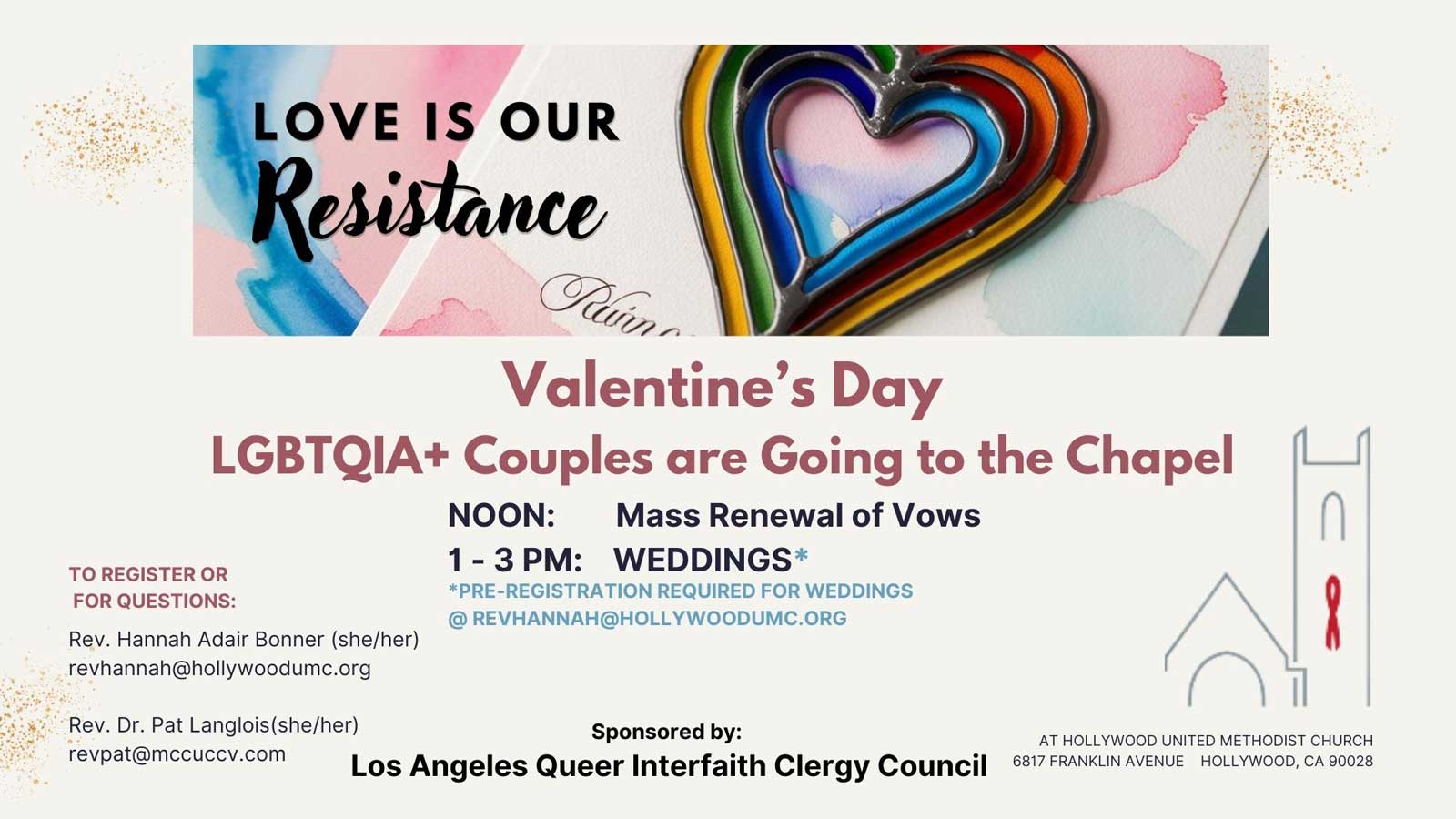 Valentines Day 2025 LGBT Mass Marriages at Hollywood United Methodist Church